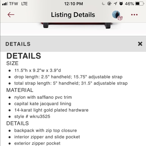 NWT Kate Spade Merlot Blake Avenue Hilo Backpack - Picture 4 of 6